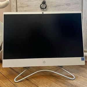 HP All-in-One Desktop with White Bezel and Silver Accents